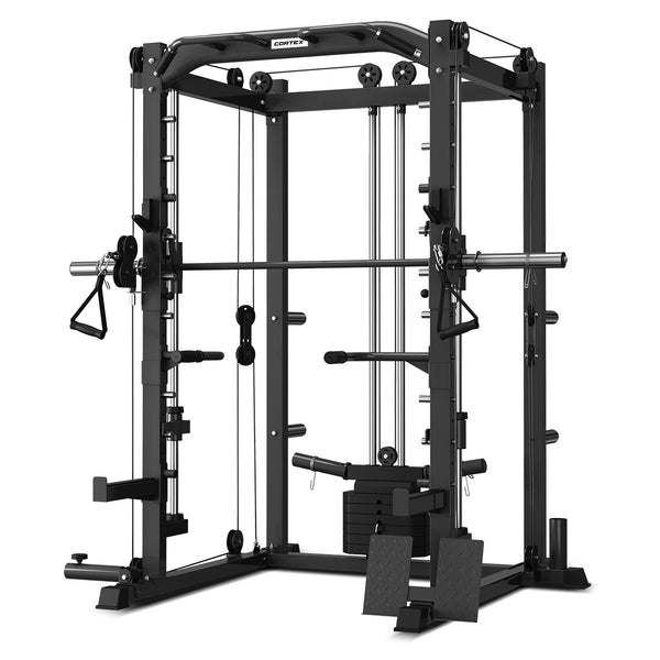 CORTEX SM-20 6-in-1 Power Rack with Smith & Cable Machine with 48kg Revolock V2 Adjustable Dumbbells + 100kg Essentials Package