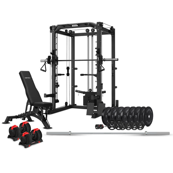 CORTEX SM-20 6-in-1 Power Rack with Smith & Cable Machine with 48kg Revolock V2 Adjustable Dumbbells + 130kg Pro Package