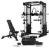 CORTEX SM-25 6-IN-1 POWER RACK WITH SMITH & CABLE MACHINE + BN-9 BENCH + 130KG OLYMPIC BUMPER WEIGHT PLATE & BARBELL PACKAGE