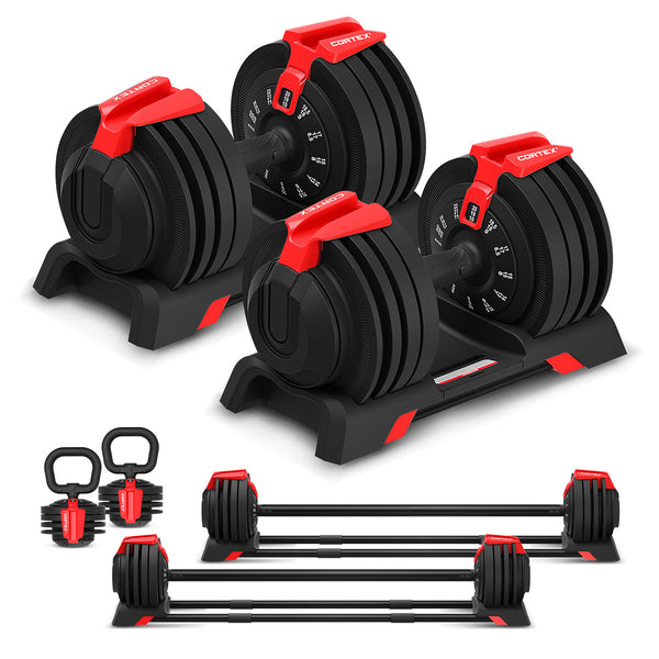 CORTEX SM-26 6-in-1 Power Rack with Dual Stack Smith & Cable Machine with 48kg Revolock V2 Adjustable Dumbbells + 100kg Essentials Package